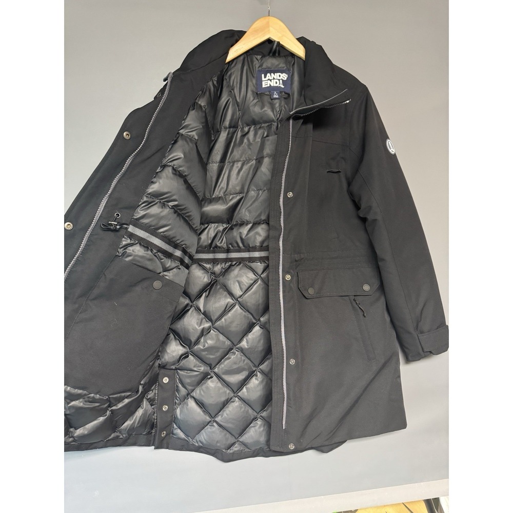 Women's Lands End Expedition Waterproof Down Parka, Size L 14-16 NO HOOD Quilted - Picture 2 of 8